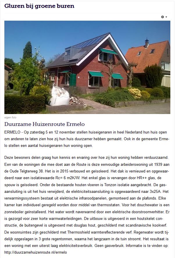 Ermelo van NU (2 november 2016) Gluren bij groene buren - interview met huiseigenaar uit Ermelo - via ermelovannu.nl