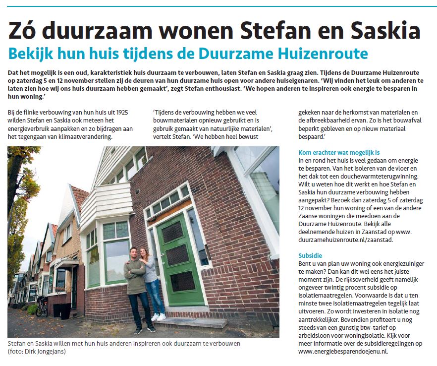 Zaanstad Journaal (2 november 2016) Zó duurzaam wonen Stefan en Saskia - via Zaanstad.nl